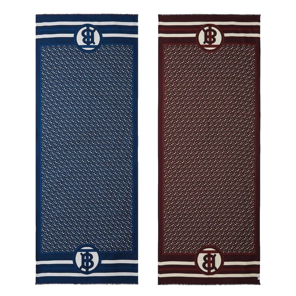 Burberry Scarf Double Printed Reversible 100% Silk New